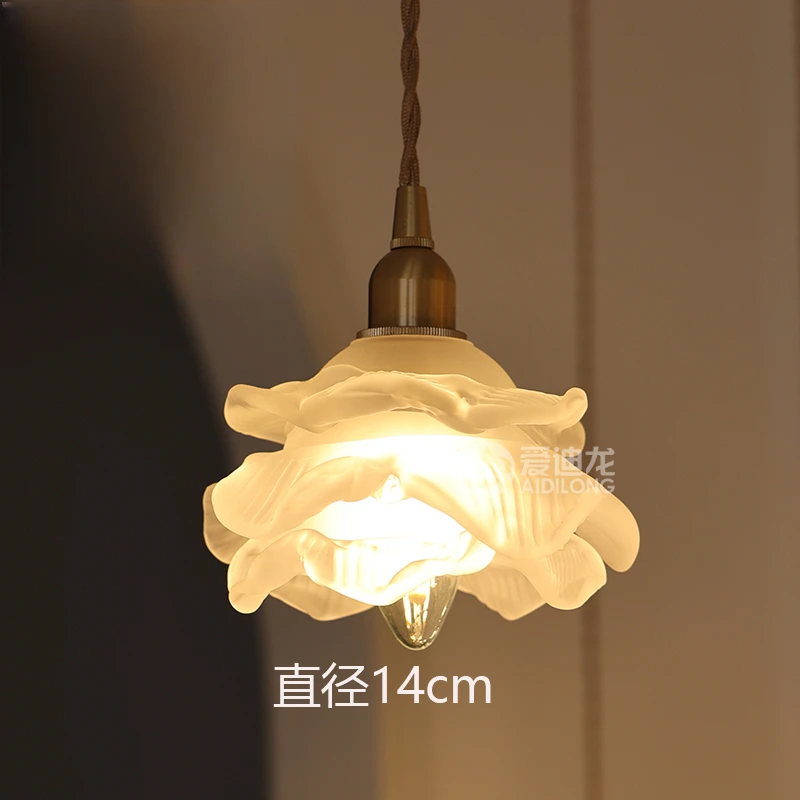白玫瑰的故事复古黄铜灯玻璃雕刻花北欧个性创意吧台玄关过道阳台