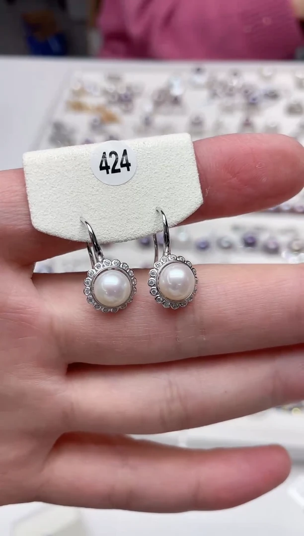 【闪购商品】淡水珍珠耳饰银S925镶嵌耳饰