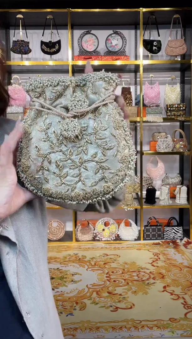 织物珠韵恒泽重工串珠手提包
