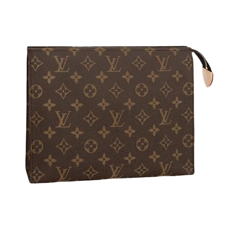 99新 LouisVuitton/路易威登 洗漱26包 老花棕色/黑色 后配肩带