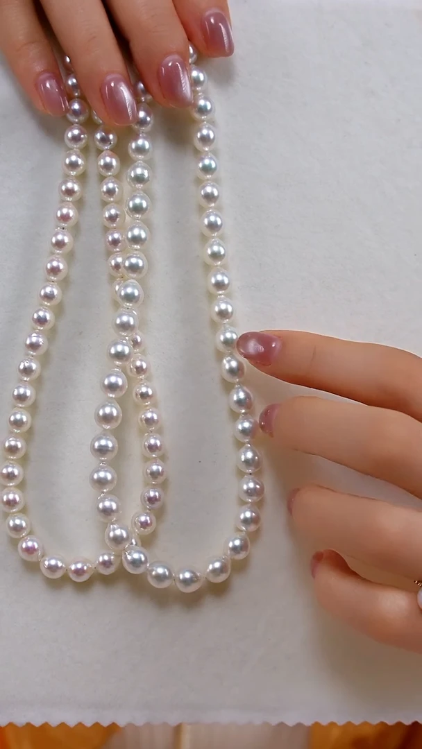 项链银S925镶嵌海水珍珠akoya7-8mm多样性发一