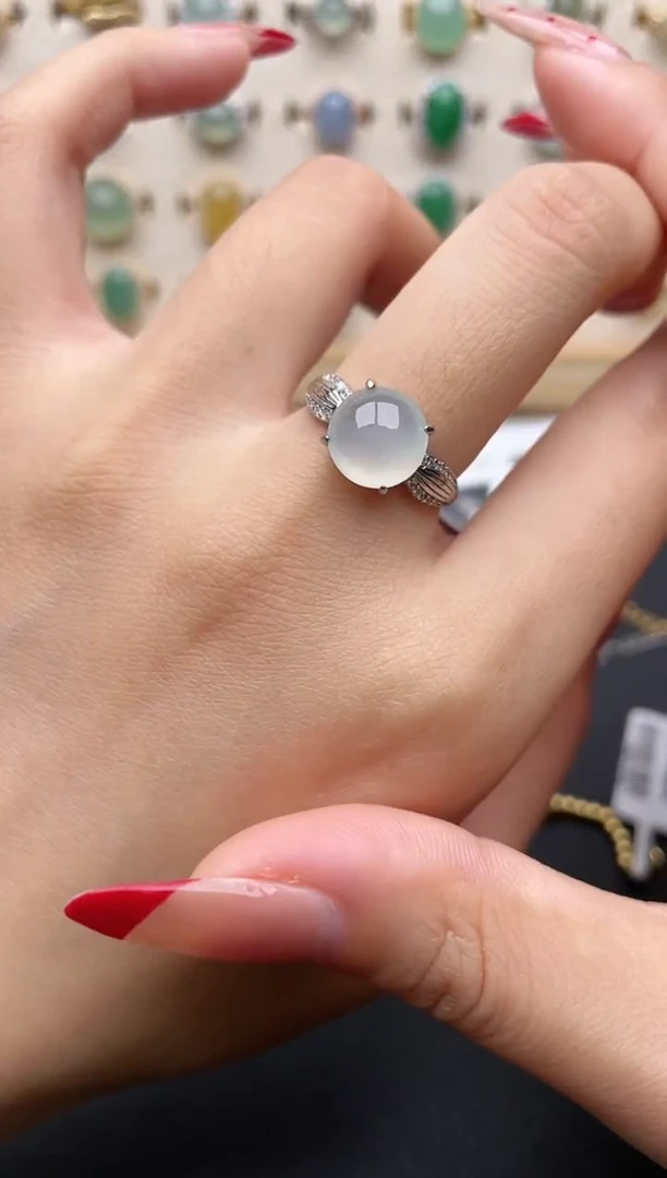 【闪购商品】翡翠戒指银S925镶嵌一物一证一礼盒