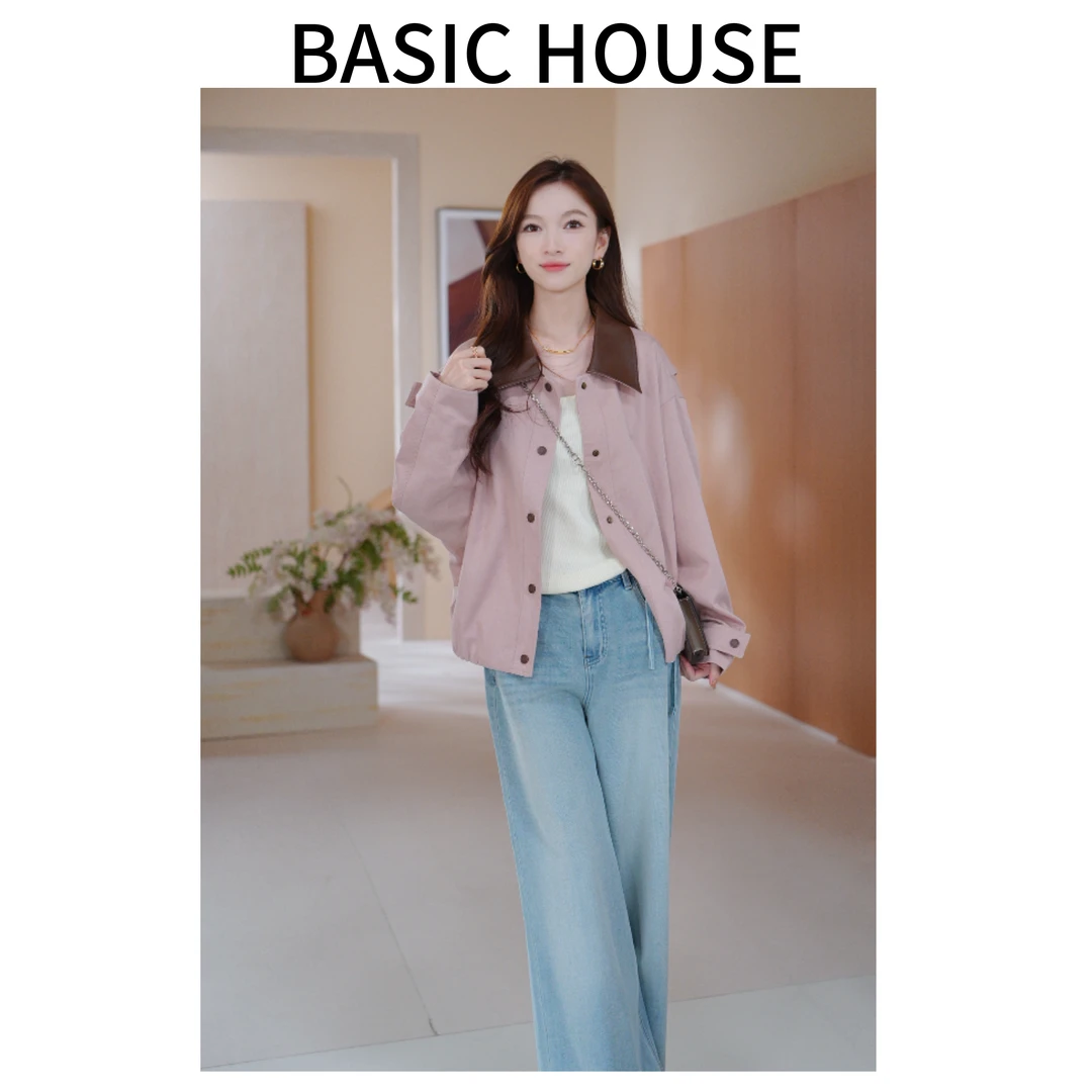 Basic House/百家好秋季新款气质时尚显瘦百搭长袖牛仔外套女M