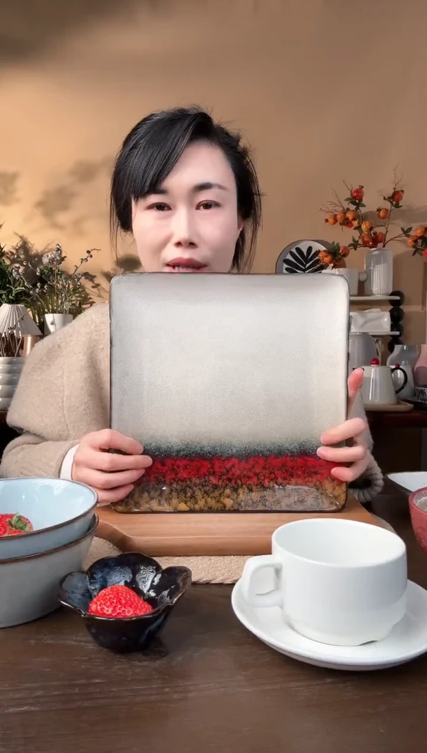 【闪购商品】瓷片10.5英寸窑变拼色大方盘微瑕