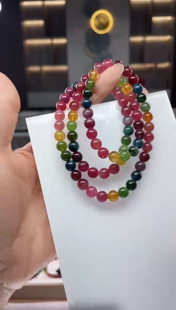 未镶嵌老矿碧玺三圈手串7mm+碧玺（多样性发一条）Q