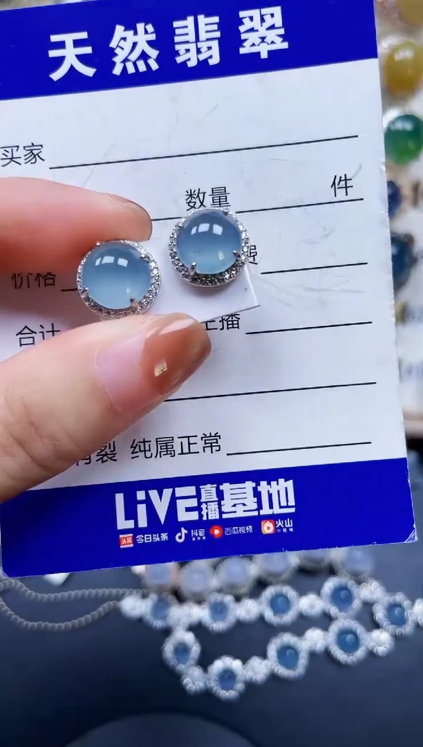 银S925镶嵌翡翠耳饰200