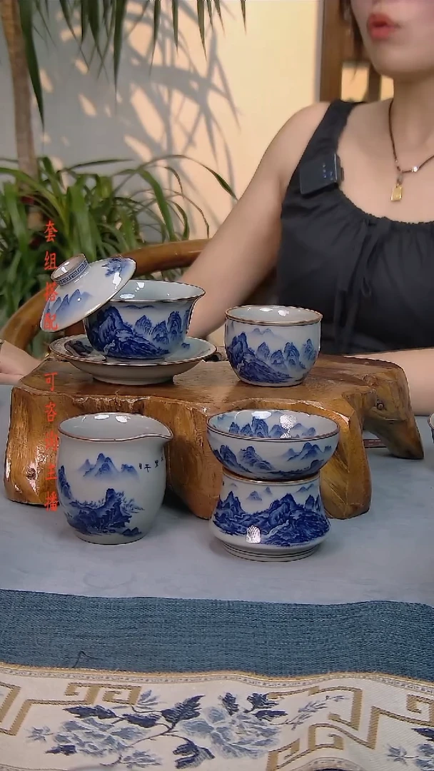 4件套陶瓷茶具老陶泥开片纹