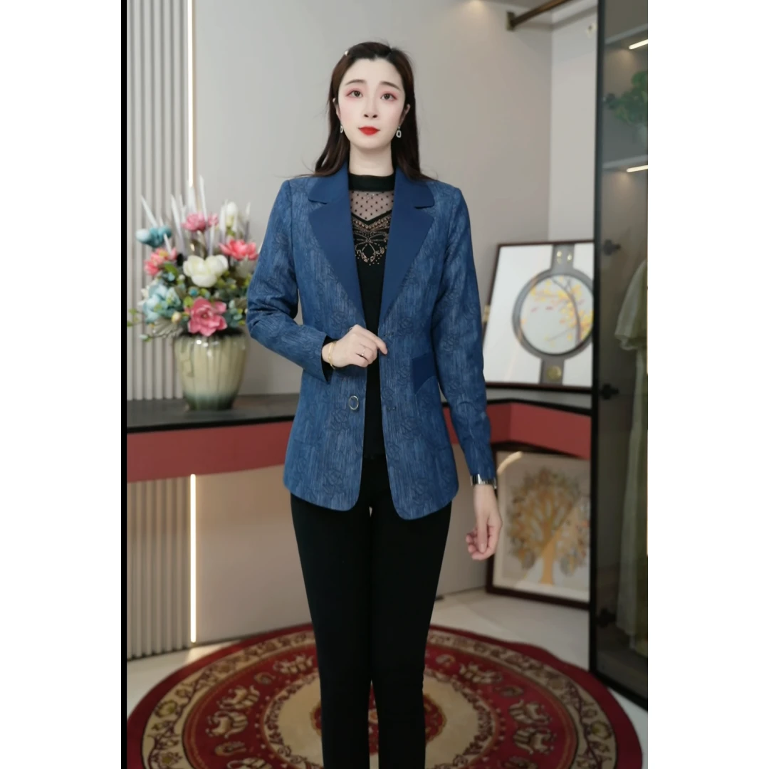 新款玫瑰花春款中年妈妈装西装短款修身显瘦外套春装气质西服上衣