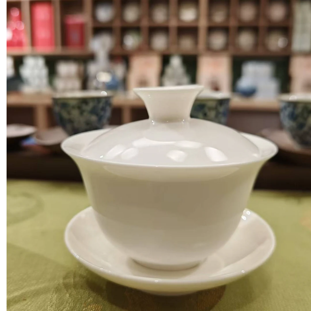 吴妃玲 德化白瓷三才盖碗120 好搭好用 轻薄小巧  性价比高