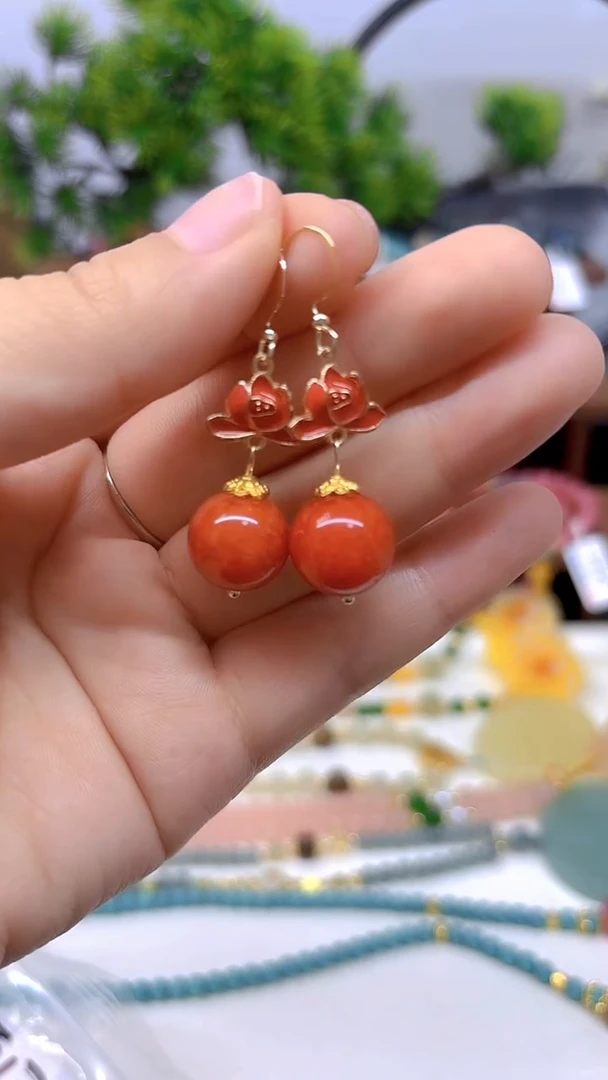 翡翠14K金镶嵌耳饰DIY款E173