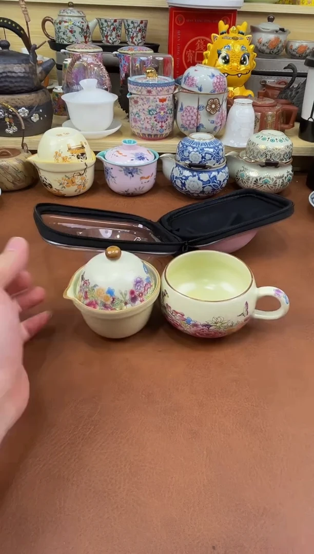 陶瓷茶具摆件旅行套组