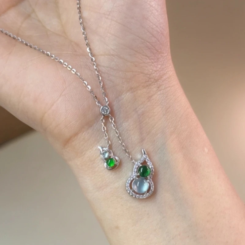 新品925银翡翠项链