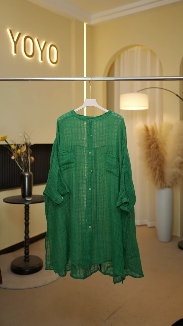 山木间原木系列稀疏亚麻长款开衫XHHe22158（不可机洗）