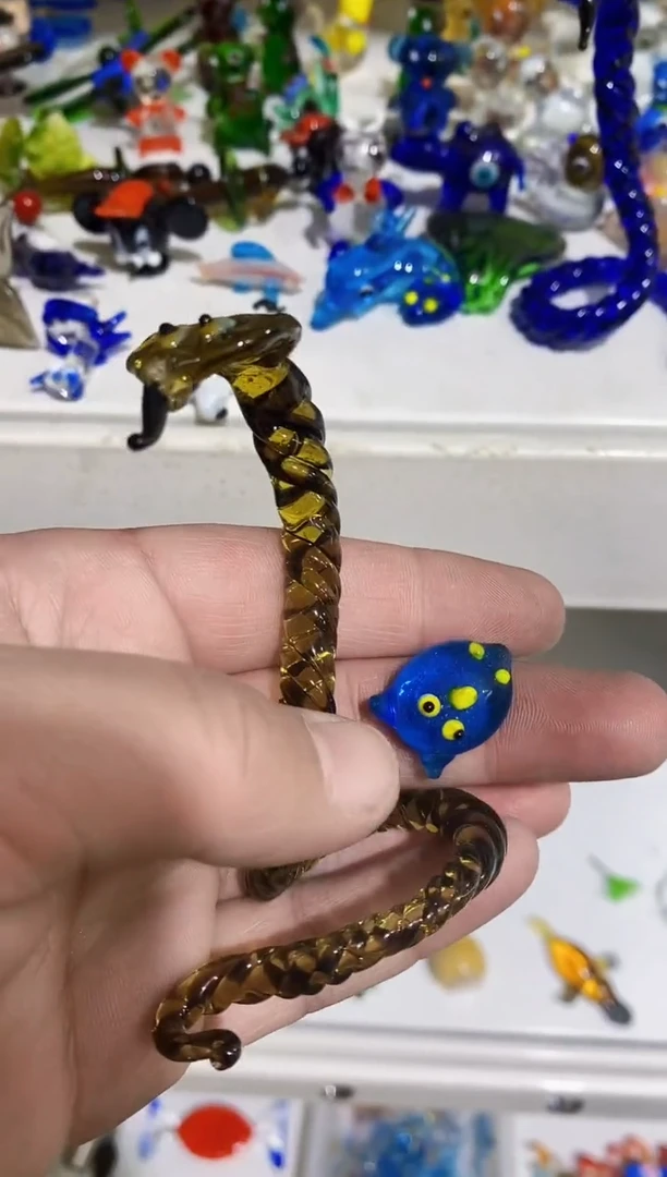 【闪购商品】琉璃手工艺品蛇和猫头鹰