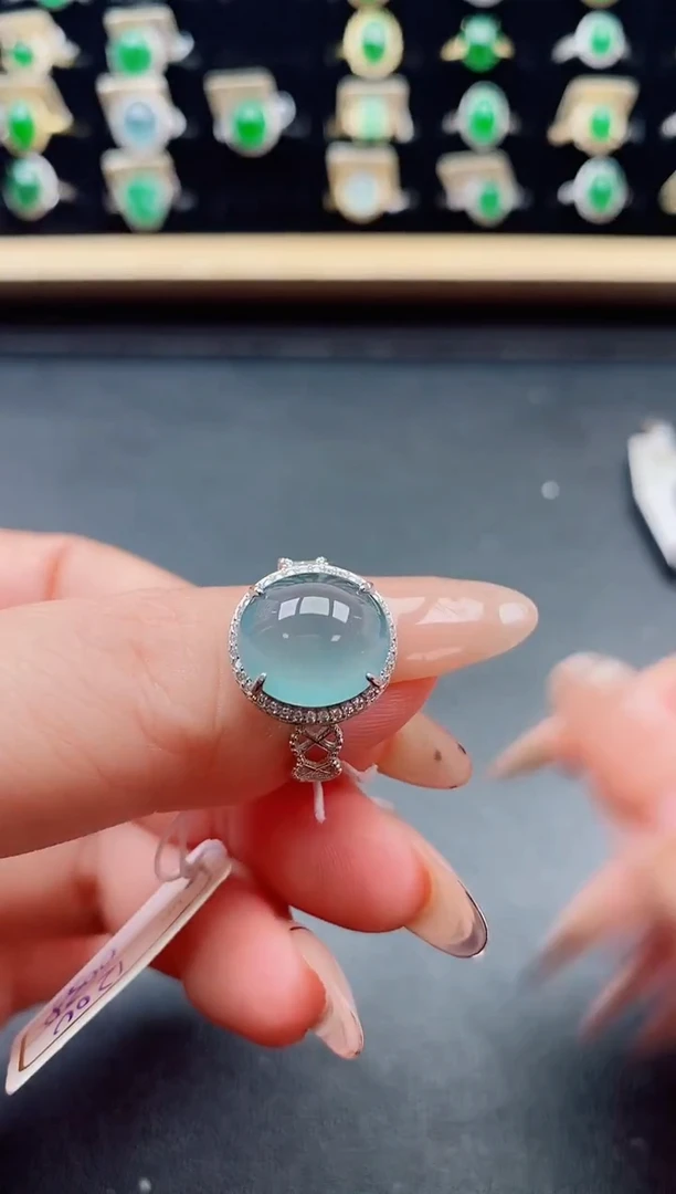 银S925镶嵌戒指翡翠1