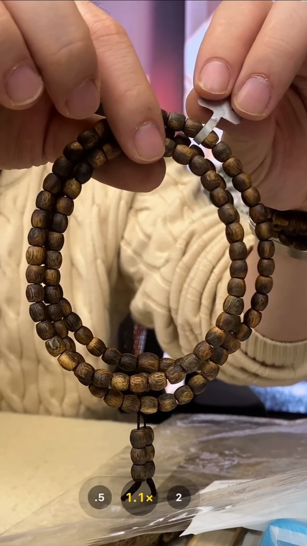 沉香手串一代老乌身/鼓珠6长串/沉水浮/wc76