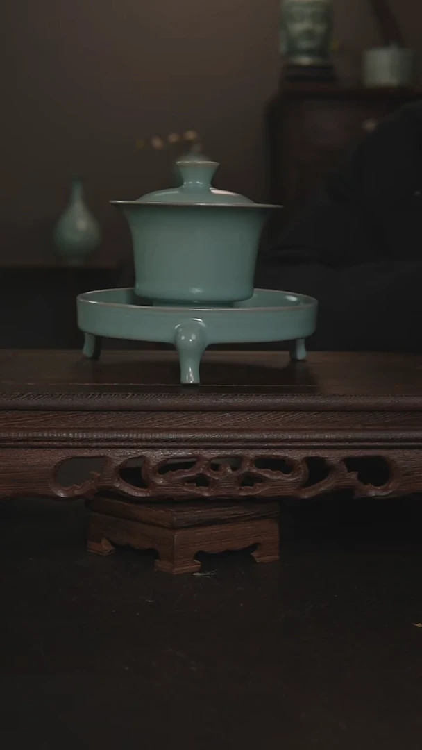 摆件瓷仿古手工马蹄盖碗