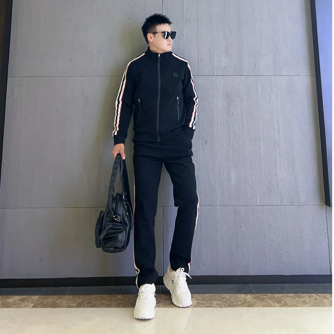 2025秋季新款条纹拼接立体织带秋季时尚高级百菱格夹克重工套装