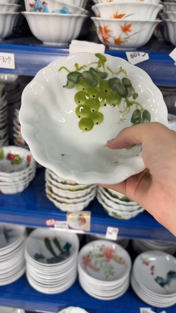 瓷片景德镇高温陶瓷食品级手绘釉中彩-花边碗