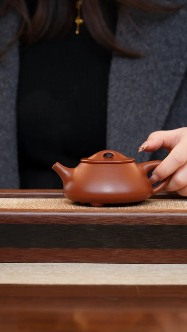 朱泥景舟石瓢180cc宜兴手工紫砂壶