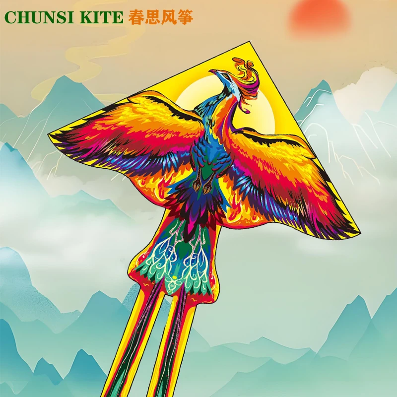 国潮凤凰风筝潍坊高档风筝微风易飞成人三角长尾设计2025新款