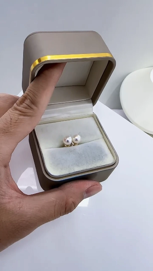 银S925镶嵌海水珍珠DA珍珠耳饰7-8 ss128