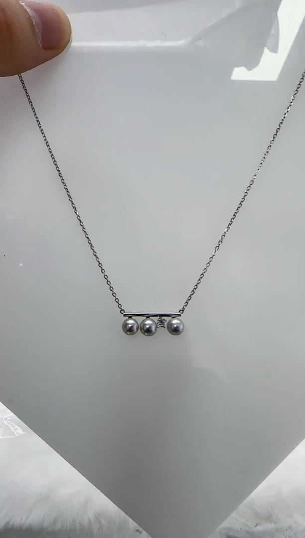 【闪购商品】海水珍珠DA银S925镶嵌c469 灰珠套链7