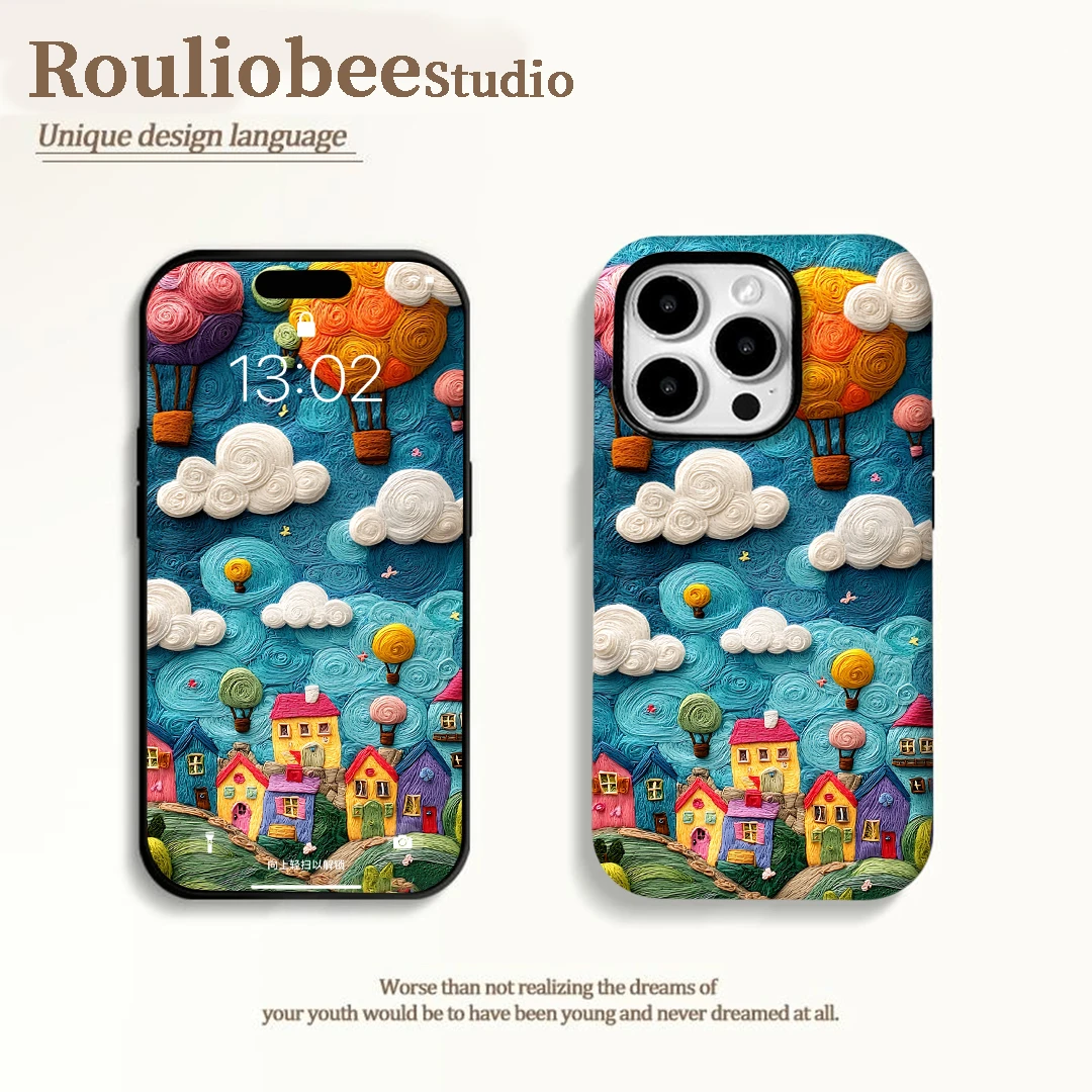 BANCA艺术油画小屋适用苹果16/15PRO菲林手机壳华为vivo小米oppo