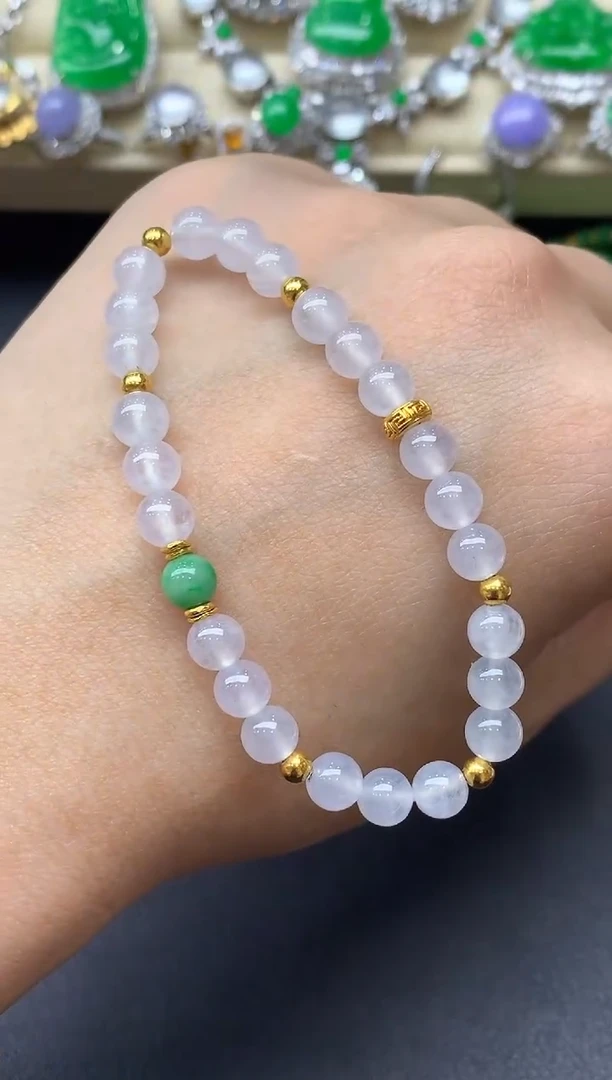 足金镶嵌手链翡翠156-中国好珍宝