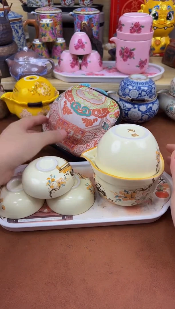 陶瓷茶具摆件旅行套组