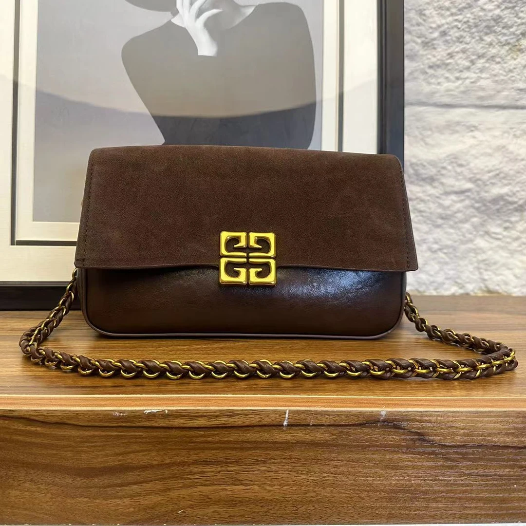 25年新款美拉德复古包包女时尚磨砂皮百搭单肩斜挎包小方包腋下包