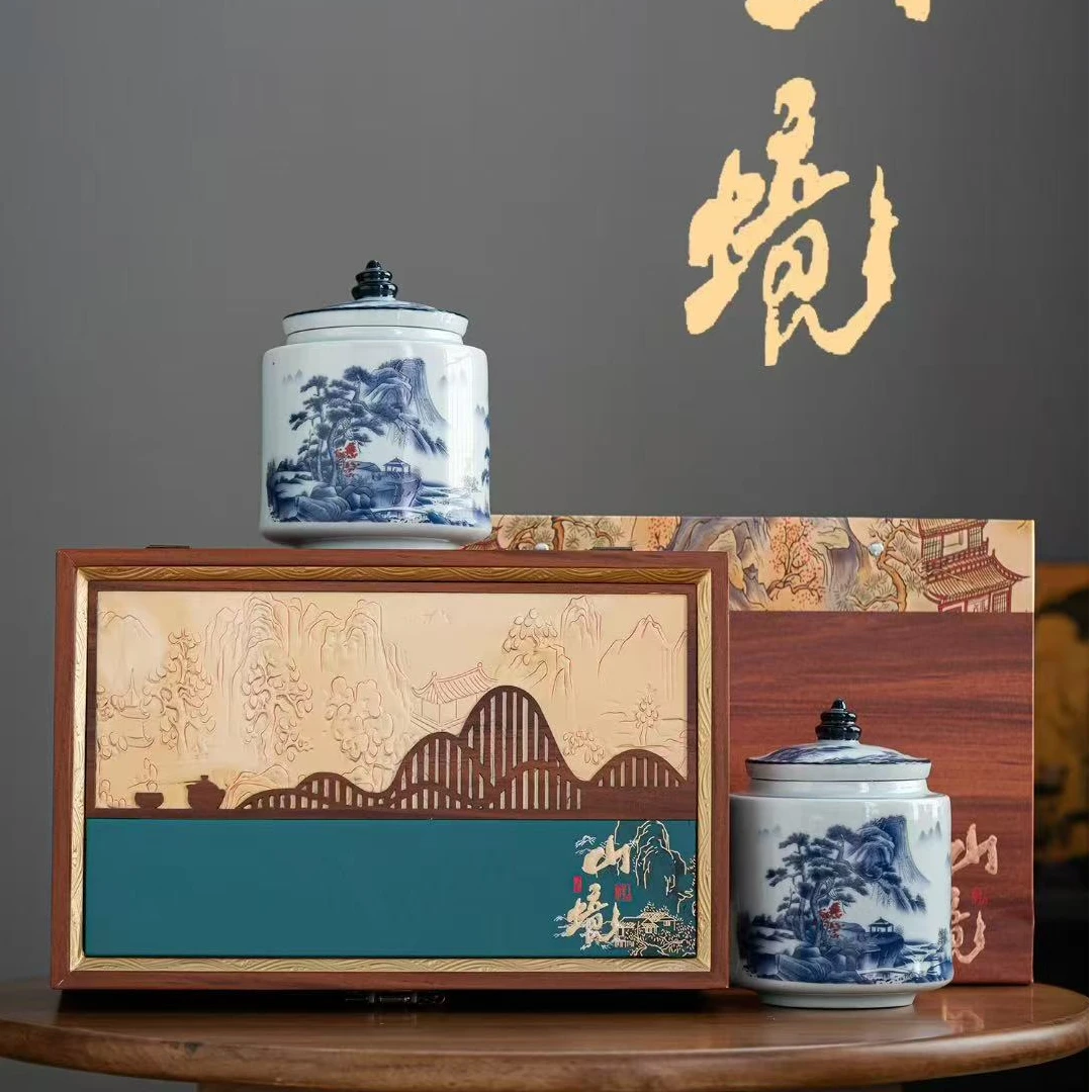 【山境-龙井】【京东送达】25新茶龙井500g双陶瓷茶叶礼盒装送礼自饮