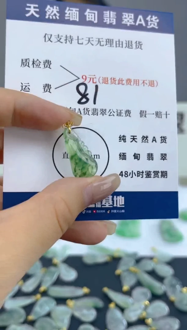颈饰18K金镶嵌翡翠天然A货翡翠