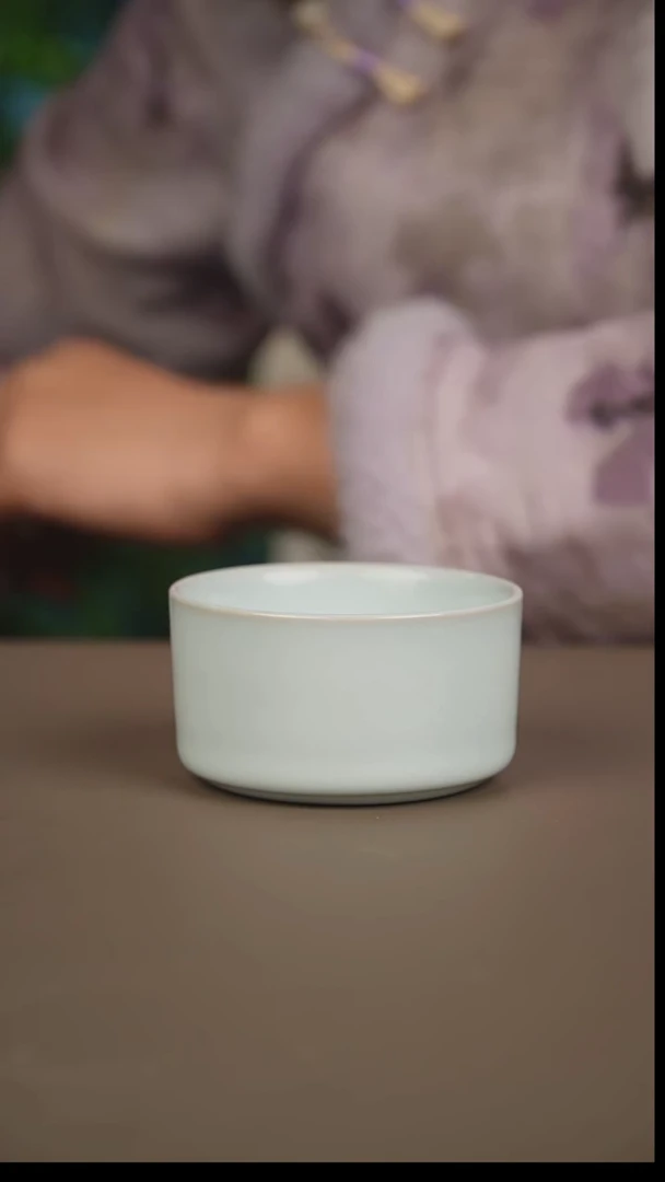 杯奎奎月白直筒闻香杯微暇