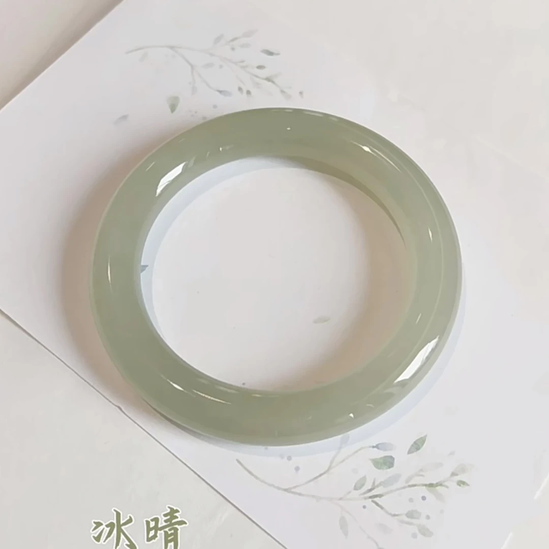 天然远山黛手镯高冰玛瑙玉髓玉镯女白月光手镯真玉青色手镯送女友