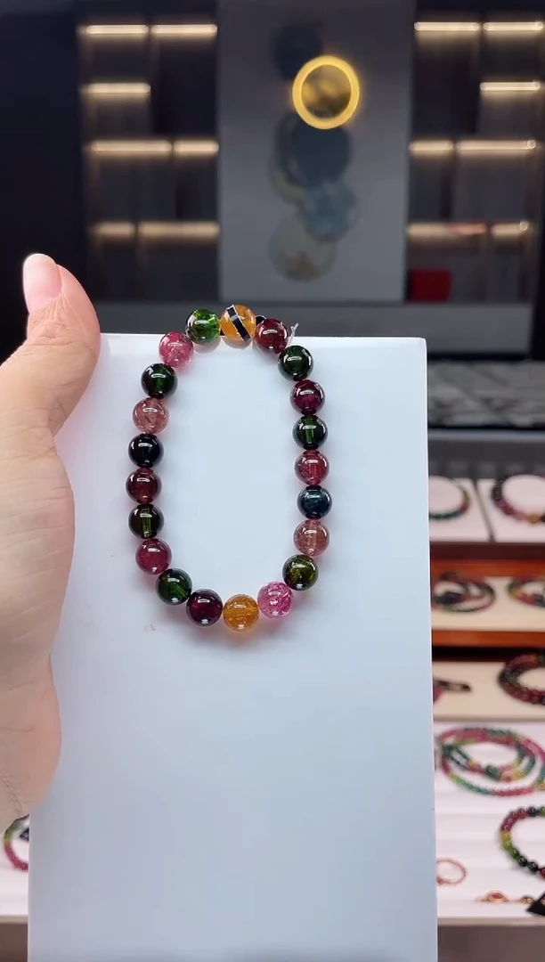 未镶嵌老矿碧玺单圈手串9mm+碧玺（多样性发一条）Q