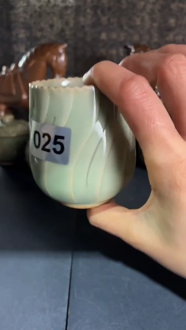 耀州窑仰山玲珑杯微瑕025