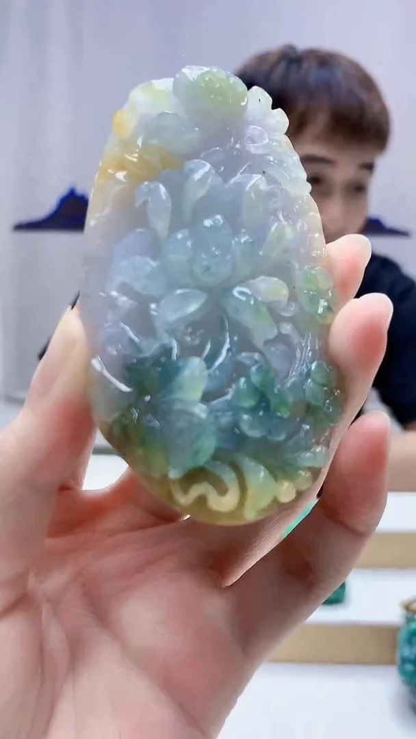 未镶嵌定制翡翠4868zm-毛货挂件67花牌