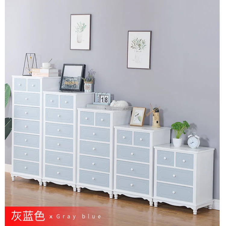 长50*深34灰蓝色实木斗柜  卧室多层收纳柜 客厅欧式简约储物柜子