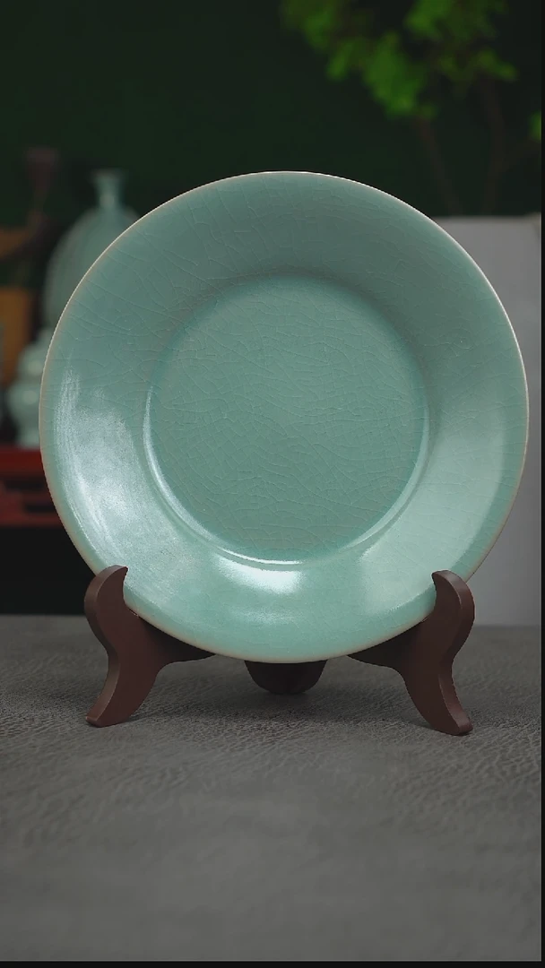 张公巷釉  折沿盘  精品18.8-二