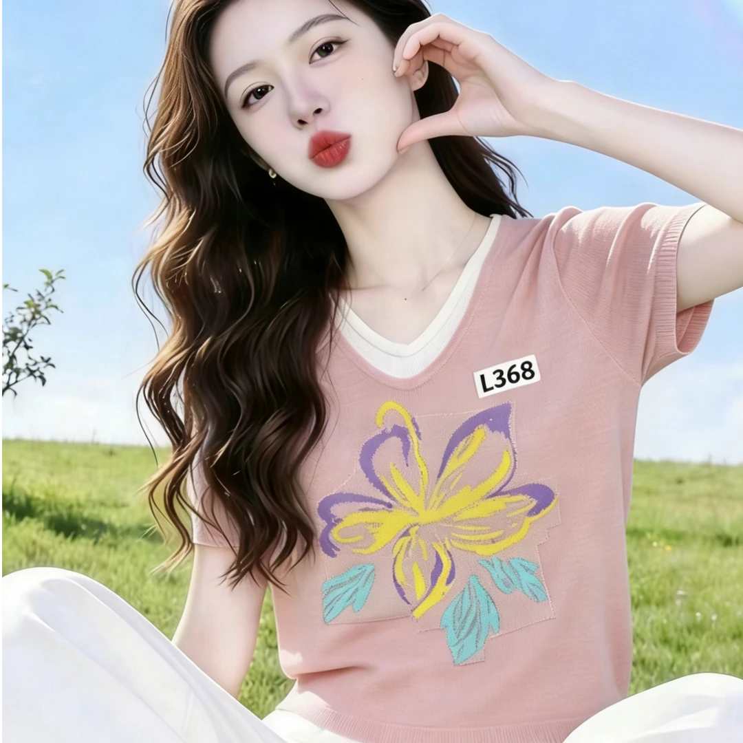 L001-L999【嘉嘉】2026夏季显瘦修身春夏新款时尚百搭针织衫女装