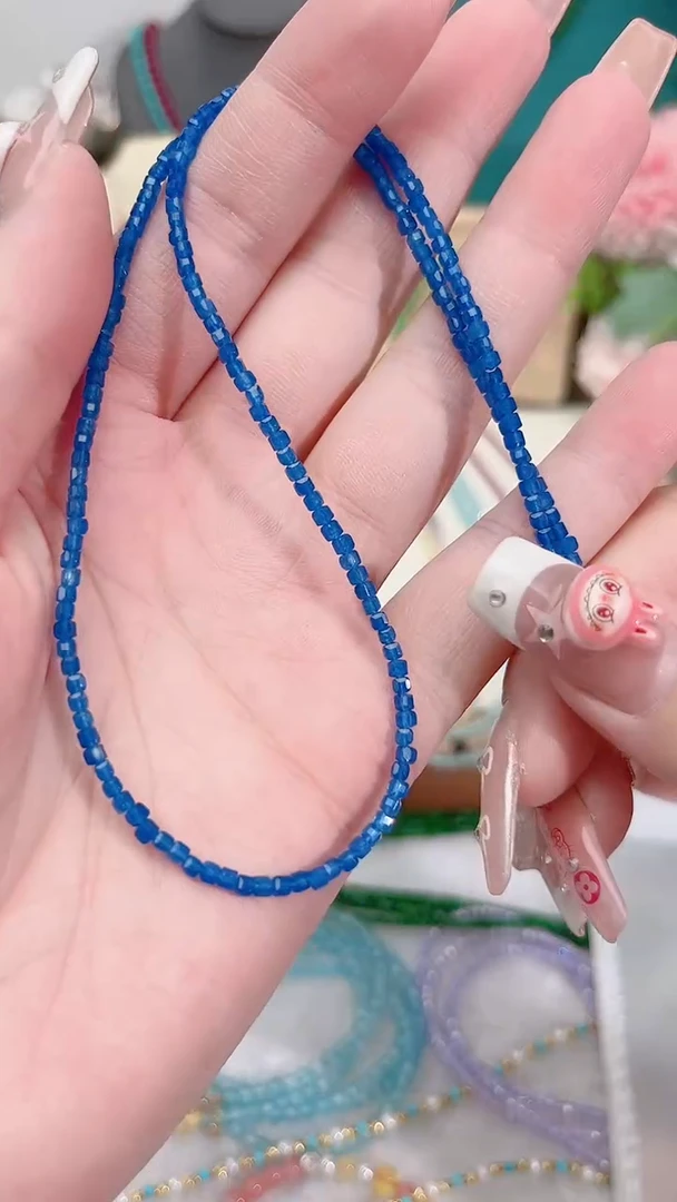 蓝宝石颈饰银S925镶嵌方99