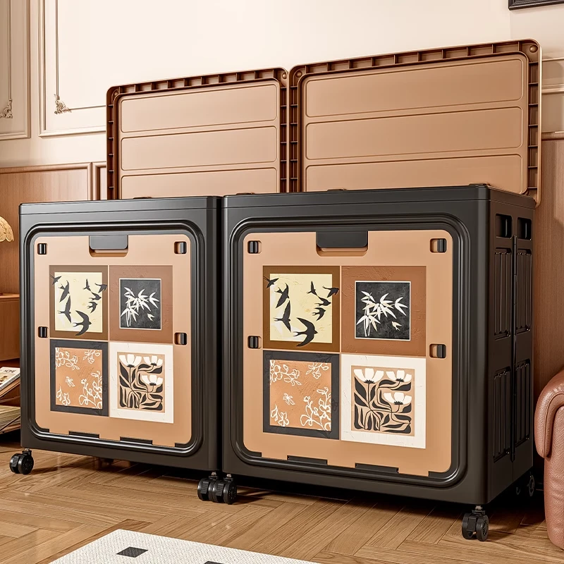 中古风衣服收纳箱整理箱过季衣物玩具大容量家用翻盖可折叠收纳柜