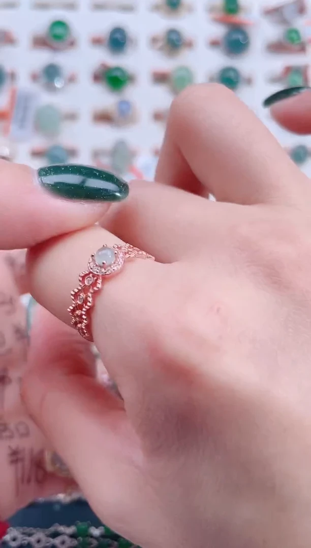 银S925镶嵌戒指翡翠天然翡翠