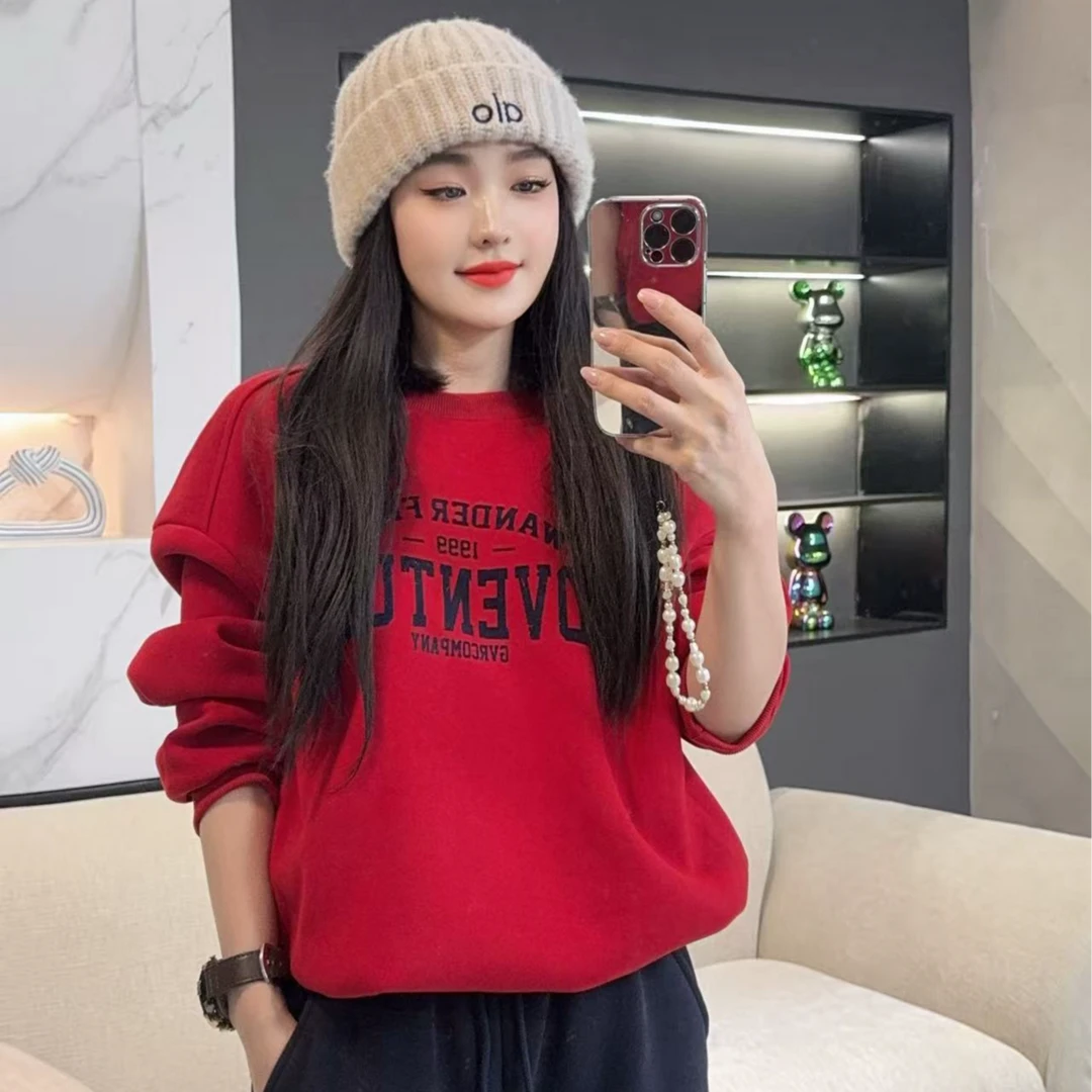 【冒险漫章】2025冬季新款时尚百搭加绒抽绳卫衣H6334