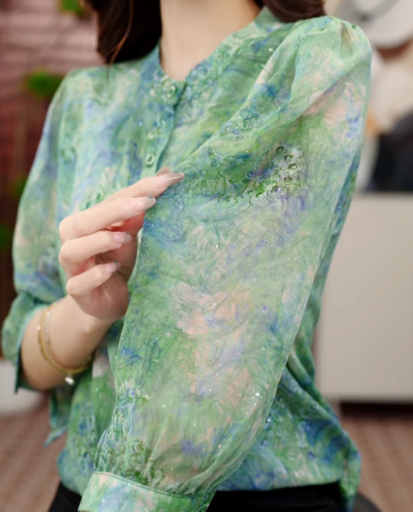 杭州专柜2025洋气春暖花开减龄衬衫E-9022