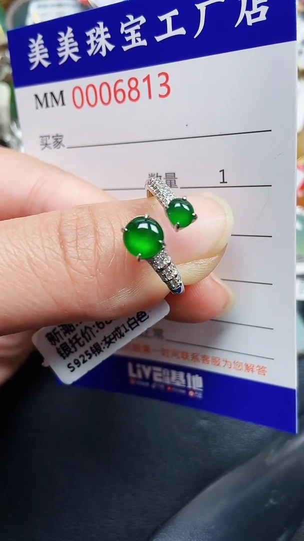 颈饰银S925镶嵌翡翠6813