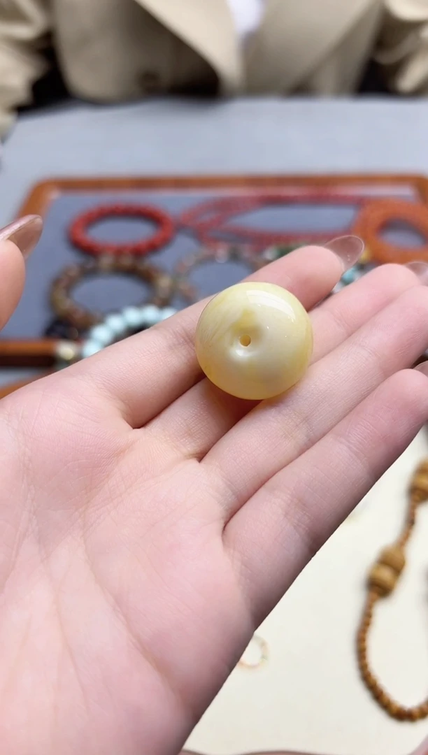 蜜蜡颈饰未镶嵌蜜蜡平安扣吊坠HS编绳
