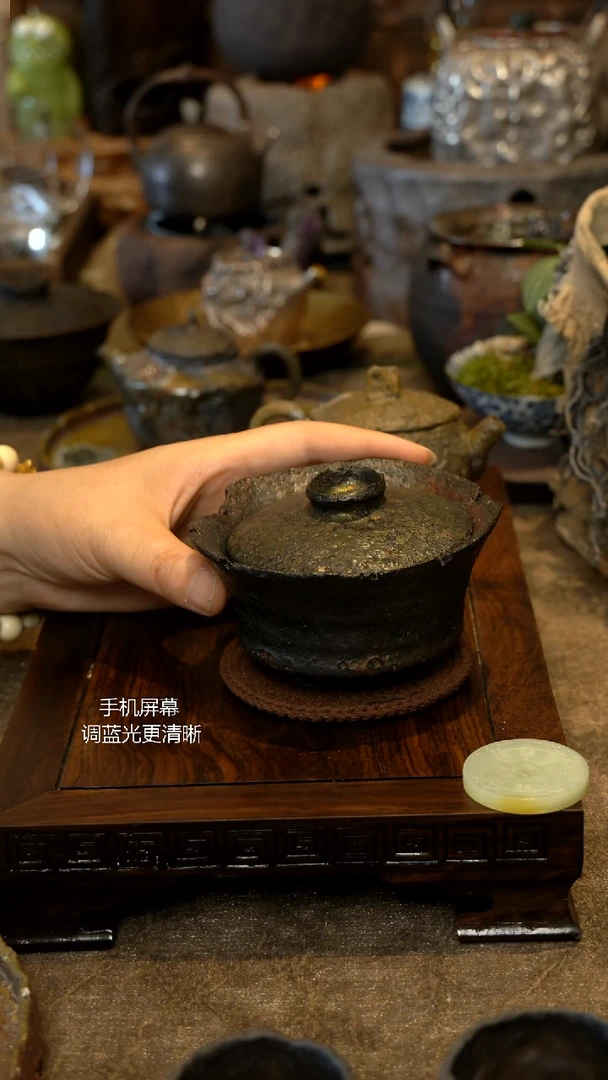 大土黑砂手作盖碗