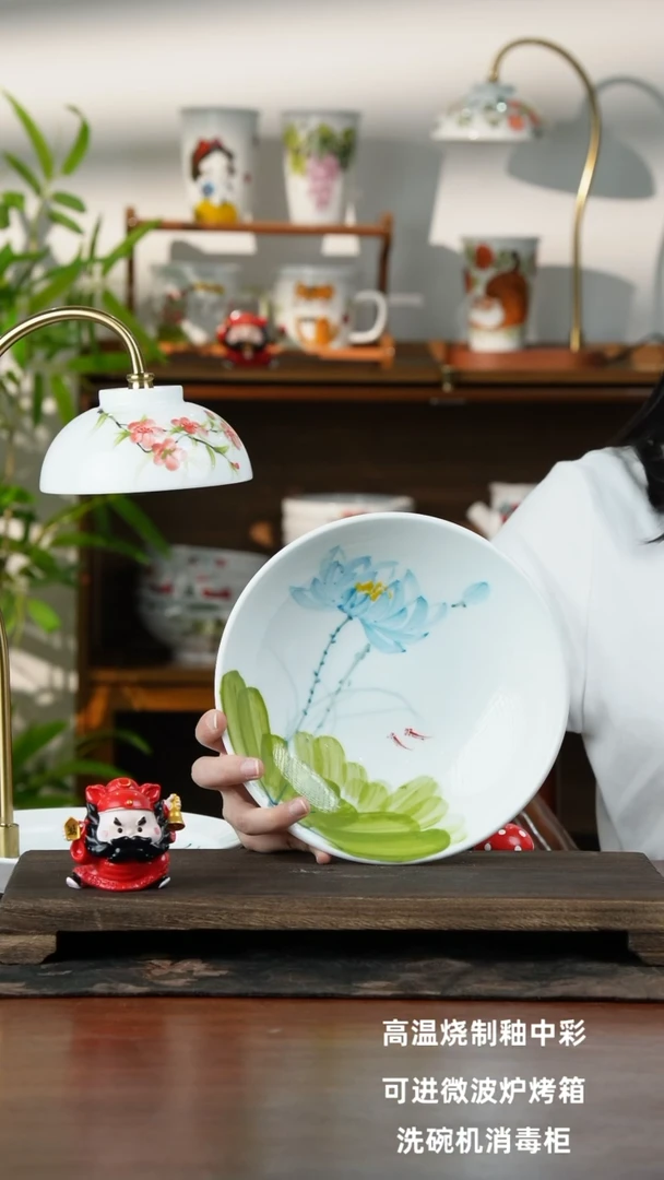 瓷片景德镇手绘釉中彩（食品级）圆深盘